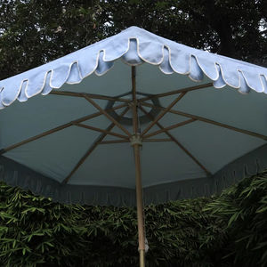 New Arrival Elegant Classic Wooden <b>Frame</b> Blue Parasol Umbrella Manual Control Big Print List Simple Style for Garden Resorts - Product Image 1