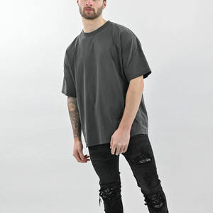 Camiseta lavada con ácido y bordado con logotipo personalizado para hombre, camisas tejidas informales con hombros caídos de algodón 100% de peso pesado - Product Image 6