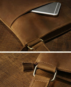 กระเป๋าถือแนวธุรกิจกระเป๋าสะพายข้างสำหรับผู้ชายกระเป๋าสะพายข้างกระเป๋าสะพายไหล่หนังพิมพ์โลโก้แบบเต็ม - Product Image 2