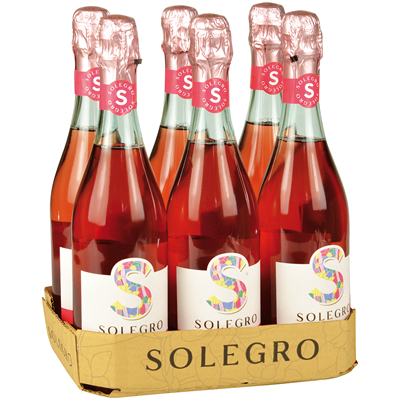 SOLEGRO Dry Sweet White Wine Frizzante Rosato 6 Bottles 75 cl Blend of Muscat Merlot Cabernet Chardonnay Packaged in Bulk Box