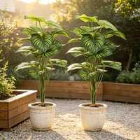 Plante artificielle Calathea Orbifolia en pot, fausse verdure en PVC, décoration intérieure et extérieure sur pied