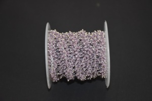 Chaîne de perles de prière épaisse en verre lavande magnifiquement enroulée de fil argenté pour la fabrication de bijoux - Product Image 5