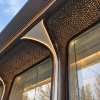 Cadre de fenêtre en cuivre cintrée et encadrement décoratif avec finition bronze foncé pour les projets de façades de villas et d'hôtels
