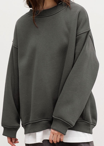 Autumn Wear Women <b>Plain</b> Pullover Sweatshirt Fleece Oversized Crew Neck <b>Hoodies</b> - Product Image 6
