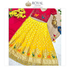 Meilleure qualité dernière collection de vêtements indiens pour enfants de créateur soie lourde et soie de chinnon Lehenga Choli pour mariage - Product Image 5