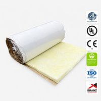 Rollo de Lana de Vidrio Estándar R2.5 Australia AS/NZS 1530.1, Manta de Lana de Vidrio Incombustible de 100 mm con Revestimiento Blanco