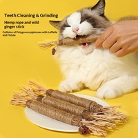 Bâtonnets à mâcher pour chat Silvervine, lot de 3, jouets de dentition durables enveloppés de corde avec pompons en raphia pour chats d'intérieur et chatons