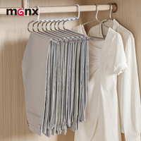 Porte-pantalon pliable multi-niveaux peu encombrant en acier inoxydable antidérapant, organisateur de rangement pour armoire