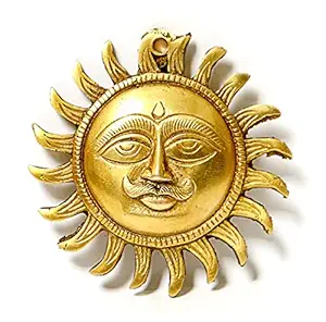 รูปปั้นพระอาทิตย์ทองเหลืองทำมือ ของตกแต่งผนังรูปพระสุริยะ สำหรับตกแต่งบ้านและสำนักงาน - Product Image 4