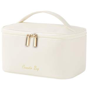 Bolsa de Maquillaje Rosa Claro de Gran Capacidad para Mujer, Bolsa de Cosméticos Portátil con Múltiples Bolsillos y Asa para Viajar o Uso Diario - Product Image 2