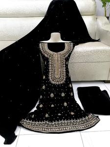 Salwar-vestido de terciopelo para boda, traje indio paquistaní, Shalwar, oferta, 2022 - Product Image 2