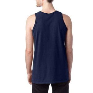 Bleu marine couleur OEM personnalisé vêtements pour hommes grande taille débardeurs Gym Fitness coton respirant High Street Style hommes débardeurs - Product Image 3
