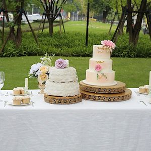 Venta caliente Soporte de pastel dorado Soporte de pastel de exhibición decorativa para uso en bodas y fiestas a bajo precio - Product Image 5