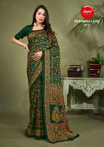 Saris de seda Pashmina Premium para mujer, lujosos saris de seda suave con tejido rico en contraste Pallu, borde Zari para saris indios - Product Image 3