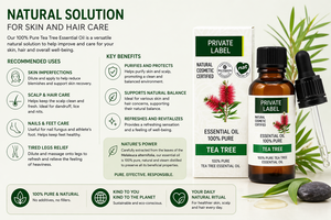 น้ำมันหอมระเหยทีทรีฉลากส่วนตัว 30 มล. แบบ OEM |   น้ำมันรักษาสิวแอนตี้แบคทีเรียบริสุทธิ์ 100% |   ออร์แกนิกวีแกน |   ผลิตในสเปน สหภาพยุโรป - Product Image 3