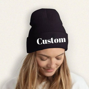 Moda al por mayor nuevo logotipo bordado personalizado Color sólido fibra acrílica cálido gorro de invierno con logotipo personalizado gorro de punto gorros cálidos - Product Image 5