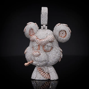 Colgante Personalizado con Rostro de Dibujos Animados en Plata de Ley 925 con Diamante Moissanita VVS de Corte Redondo, Colgante de Lujo Estilo Hip Hop - Product Image 1