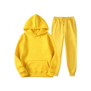 Ensemble de survêtement sportif décontracté à capuche en molleton anti-bactérien, 2 pièces, en Spandex/Coton, idéal pour l'hiver – Vente en gros usine - Product Image 2