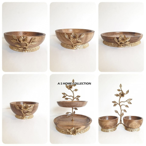 Bol rond en métal robuste extérieur plaqué or avec des bols de luxe à feuilles de designer d'intérieur poli brillant - Product Image 4