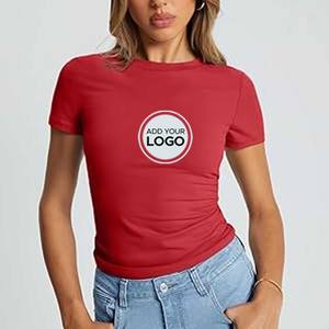 Perfect-T Crewneck T-Shirt Coton À Manches Courtes T-shirt pour Femmes Femmes Crewneck Côtelé À Manches Courtes Crop Tops T-shirts T-shirts - Product Image 3