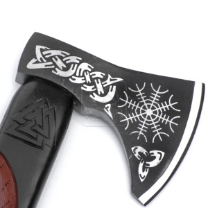 ขวานวิกิ้ง Damascus Deal Hand Forged รุ่น DD-VikingAxe-106 หัวขวานแบบ Tomahawk  ใบมีดเหล็กคาร์บอน 4 ชั้น ความยาวรวม 20 นิ้ว น้ำหนัก 1200 กรัม ด้ามไม้ - Product Image 4
