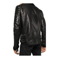 Blouson de moto vintage personnalisé en cuir de mouton avec doublure en fourrure noire, tissage non tissé fait main, cuir tanné, logo frontal, pour homme, hiver