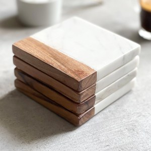 Dessous de verre modernes en marbre à double ombrage Forme carrée Pierre Tapis agréable pour table Tasse à thé-pour la maison et la cuisine - Product Image 3