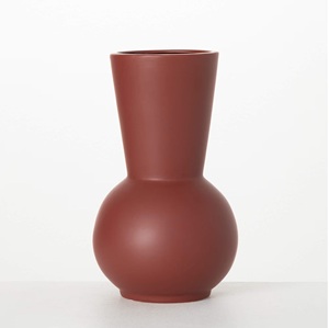 Vase à fleurs en métal brillant terre cuite/moutarde, base ronde géométrique, col conique, décoration de table de salon, pot à fleurs en métal en gros - Product Image 2