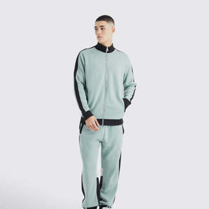 Men Panel Zip Up Collar Sweatshirt Tracksuit Jogging Men Tracksuit Set Full Zip Sweatsuit <b>Digital</b> Print Adults Knitted - Product Image 4