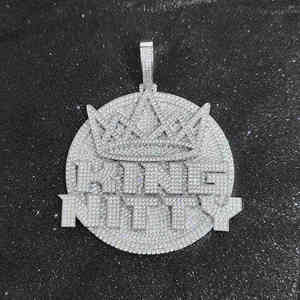 Pendentif en diamant Moissanite taille ronde Style Hip Hop pendentif personnalisé cadeau de mariage pour homme en argent sterling 925 - Product Image 5