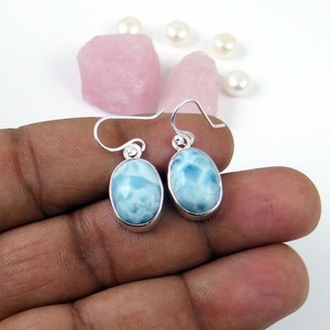 Pendientes de Moda de Alta Calidad con Piedra Preciosa Larimar, Plata de Ley 925 Chapada en Oro, Certificados por Terceros, Joyería para Mujer, Boda - Product Image 2