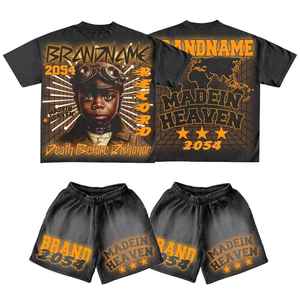 Ensemble de shorts d'été décontractés pour hommes 100% coton deux pièces comprenant un t-shirt à manches courtes et un short respirant et élégant - Product Image 1