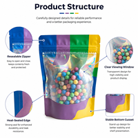 Pochette debout en feuille de mylar imprimée en couleurs personnalisées Aluminium mat OPP Fenêtre Bonbons Aliments Fabrication de sacs d'emballage en plastique à fermeture éclair