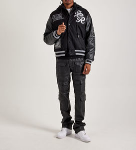 Best Quality Custom Embroidery Logo Baseball Letterman <b>Jacket</b> Man <b>Vintage</b> Black Leather Sleeve <b>Varsity</b> <b>Jacket</b> 2025 - Product Image 2