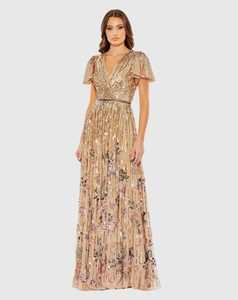 Elegante Vestido de Fiesta de Noche con Estampado Floral, Estilo Trompeta/Sirena, Lujoso, Sin Mangas, Bordado, con Lentejuelas, Escote en V, Tela de Tul - Product Image 5