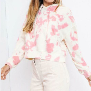 สเวตเชิ้ตมีฮู้ดสำหรับผู้หญิงเสื้อครอปแขนยาวแบบผูกย้อมสี - Product Image 4