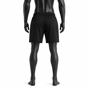 Shorts de sport décontractés pour hommes, noirs, personnalisables, OEM ODM, en polyester, avec impression de numéro, taille élastique, pour la gym et l'athlétisme - Product Image 2