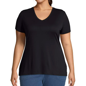 Tendance exclusive T-shirt à manches courtes pour femmes, haut court en coton tricoté, T-shirts de fitness, OEM, fournisseur de t-shirts pour femmes à bas prix - Product Image 3