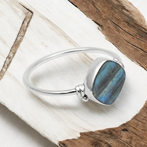 Best Selling New Design 925 Sterling Silver Natural Labradorite Gemstone <b>Cushion</b> Shape <b>Ring</b> for Woman Girls Handmade Jewelry - Product Image 2