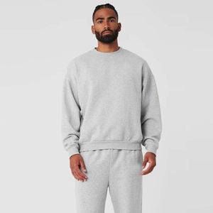 Unisex Light Grey Cotton Blended <b>Fleece</b> Sweatshirt Custom Oversized Pullover Crewneck Tracksuit Streetwear Casual Warm <b>Jumper</b> - Product Image 1