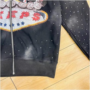 Chándal con diamantes de imitación personalizados, chándal de dos piezas, conjunto de pantalones de chándal con capucha de peso pesado, ropa de calle para hombre y mujer - Product Image 5