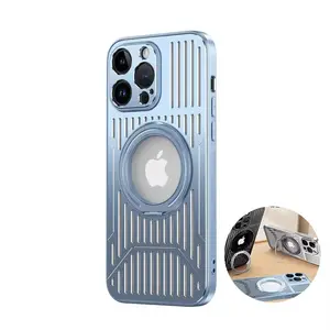 2024 Promotional magnetic shell hollow heat dissipation phone case with metal aluminum frame