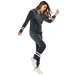 Survêtement en velours velours épais pour femmes 2 pièces tenues de salon d'hiver sweat-shirt zippé et pantalon de survêtement avec poches S-3XL - Product Image 3