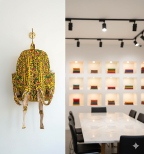 Mochila de Algodón Acolchada con Estampado Floral Amarillo, Hecha a Mano, de Lujo, Estilo Elegante para Negocios, Capacidad de 10 kg, Ligera, con Cierre para Viajes - Product Image 4