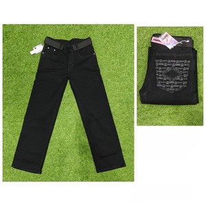 กางเกงยีนส์ขาตรงสีดำสำหรับเด็กผู้ชายดีไซน์อเนกประสงค์และทันสมัยสไตล์แฟชั่นสวมใส่สบาย - Product Image 1