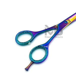 สีรุ้งมาใหม่ใบมีดสแตนเลสด้ามกลมกรรไกรซอยบางและกรรไกรตัดผมมืออาชีพ - Product Image 5