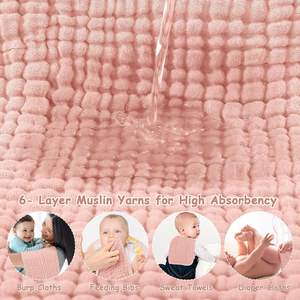 Khăn quấn bé sơ sinh, khăn ọc sữa, khăn ăn, chất liệu cotton hữu cơ 100%, mềm mại, nhẹ, in logo tùy chỉnh - Product Image 5