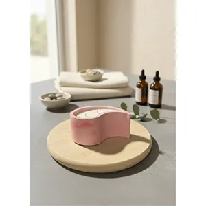 Bougie en béton à motif marbré rose en forme de goutte pour la décoration de la maison - Product Image 3