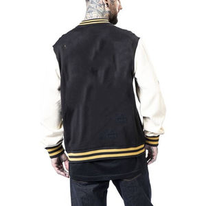 2025 logotipo personalizado mangas de cuero negro pareja universidad béisbol hombres chaqueta azul claro Varsity chaqueta - Product Image 2