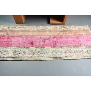 Alfombra de lana rosa moderna, alfombra rectangular turca de 3x7 pies, respaldo de látex para decoración de sala de estar, pasillos con patchwork - Product Image 3
